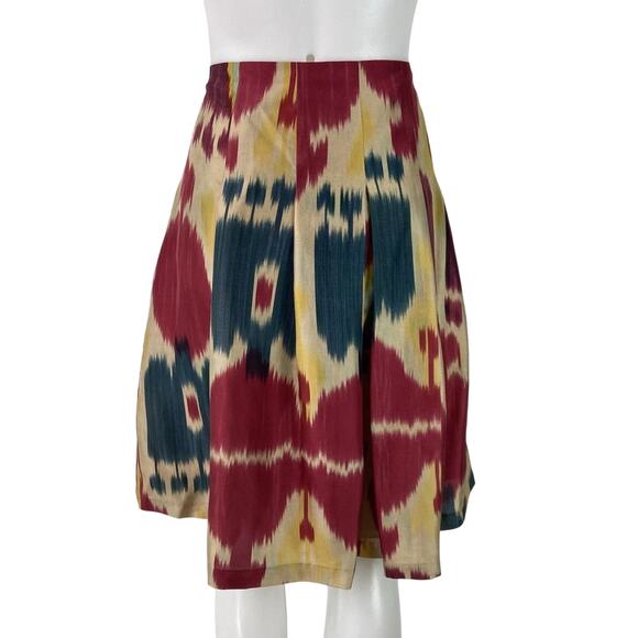 Lauren Ralph Lauren modern Maasai watercolor 100% silk skirt pockets women’s 12 - Picture 2 of 8
